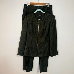 John Meyer 2-Piece Suit Set Womens 8 Charcoal Gray Full Zip Business Office Wear